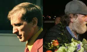 Młody i starszy Bobby Fischer, uznawany za najlepszego szachistę w historii, z bukietem kwiatów.