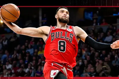 Zach LaVine, jeden z gwiazd chicago koszykarze z NBA, w akcji.